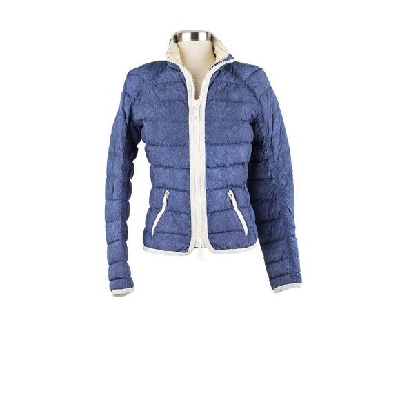 MONCLER Down Filled Short Puffer Jacket w/ Stand Collar Denim Blue SZ 2/M